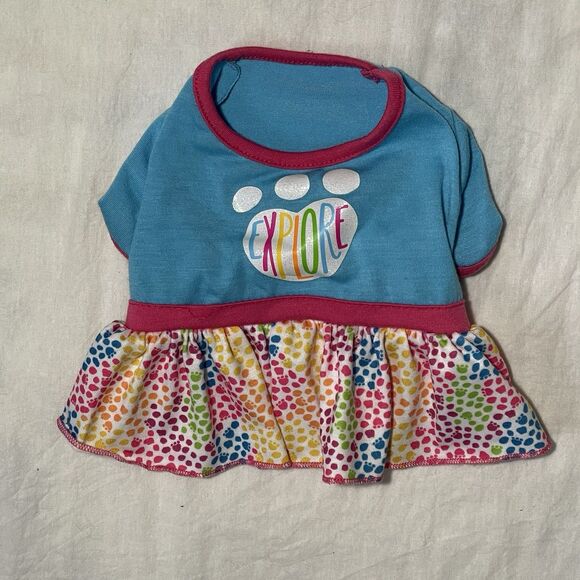 Build a Bear Lot Of 3 Teddy Bear Clothes Silver Romper Blue And Red Dresses - Picture 11 of 14